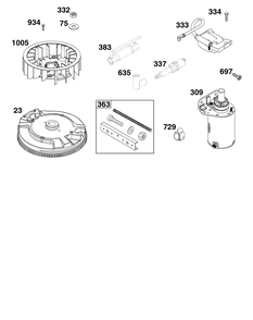 Flywheel, Ignition, And Starter Group Diagram and Parts List for 44C877-0001-B5 400000 - 699999 Briggs and Stratton Engine